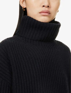 Joseph Turtleneck Chunky-rib Merino-wool Jumper -Sweaty Bety Clothing Shop R03900765 NAVY ALT04