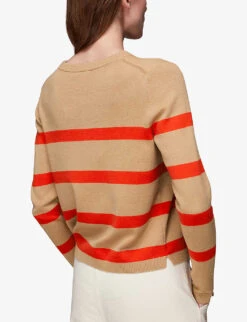 Whistles Stripe-detail Crew-neck Knitted Cotton Jumper -Sweaty Bety Clothing Shop R03908486 MULTICOLOURED ALT03