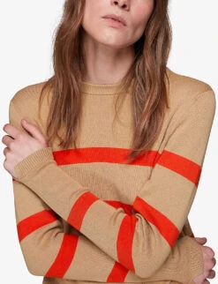 Whistles Stripe-detail Crew-neck Knitted Cotton Jumper -Sweaty Bety Clothing Shop R03908486 MULTICOLOURED ALT04