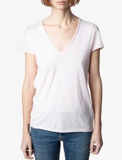 Zadig & Voltaire Story Fishnet-detail Cotton-jersey T-shirt -Sweaty Bety Clothing Shop R03909478 PARME ALT02