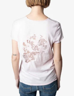 Zadig & Voltaire Story Fishnet-detail Cotton-jersey T-shirt -Sweaty Bety Clothing Shop R03909478 PARME ALT03