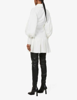 Oversized-collar Crepe Mini Dress -Sweaty Bety Clothing Shop R03913527 WHITE ALT03