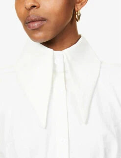 Oversized-collar Crepe Mini Dress -Sweaty Bety Clothing Shop R03913527 WHITE ALT04