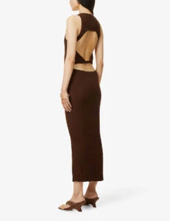 Billie Twisted-back Knitted Maxi Dress -Sweaty Bety Clothing Shop R03932091 BROWN ALT03