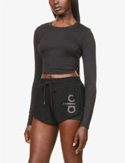 Alosoft Finesse Slim-fit Stretch-jersey Top -Sweaty Bety Clothing Shop R03938605 BLACK ALT02