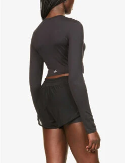 Alosoft Finesse Slim-fit Stretch-jersey Top -Sweaty Bety Clothing Shop R03938605 BLACK ALT03