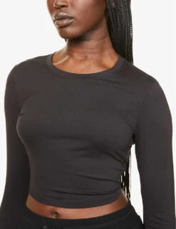 Alosoft Finesse Slim-fit Stretch-jersey Top -Sweaty Bety Clothing Shop R03938605 BLACK ALT04