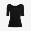 Whistles Square-neck Puffed-shoulder Stretch-woven T-shirt -Sweaty Bety Clothing Shop R03945998 BLACK M