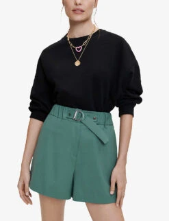 Maje Ivillette High-rise Tailored Stretch-woven Shorts 9 Maje Ivillette High-rise Tailored Stretch-woven Shorts -Sweaty Bety Clothing Shop R03947587 VERTS ALT02