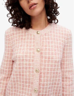 Maje Malo Checked Knitted Cardigan -Sweaty Bety Clothing Shop R03947798 ROSES ALT04