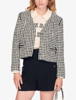 Sandro Cadaques High-rise Tweed Shorts -Sweaty Bety Clothing Shop R03947973 NOIRGRIS ALT02