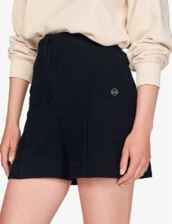 Sandro Cadaques High-rise Tweed Shorts -Sweaty Bety Clothing Shop R03947973 NOIRGRIS ALT04