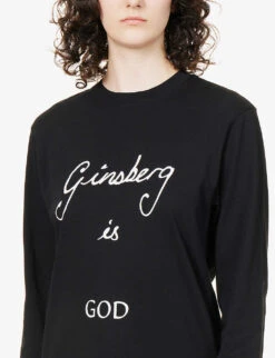 Ginsberg Is God Brand-print Organic-cotton T-shirt -Sweaty Bety Clothing Shop R03949394 BLACK ALT04