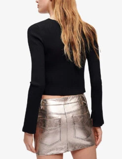 Maje Mimose Cropped Ribbed Stretch-knit Cardigan And Top Set -Sweaty Bety Clothing Shop R03955688 NOIRGRIS ALT03