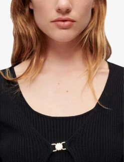 Maje Mimose Cropped Ribbed Stretch-knit Cardigan And Top Set -Sweaty Bety Clothing Shop R03955688 NOIRGRIS ALT04