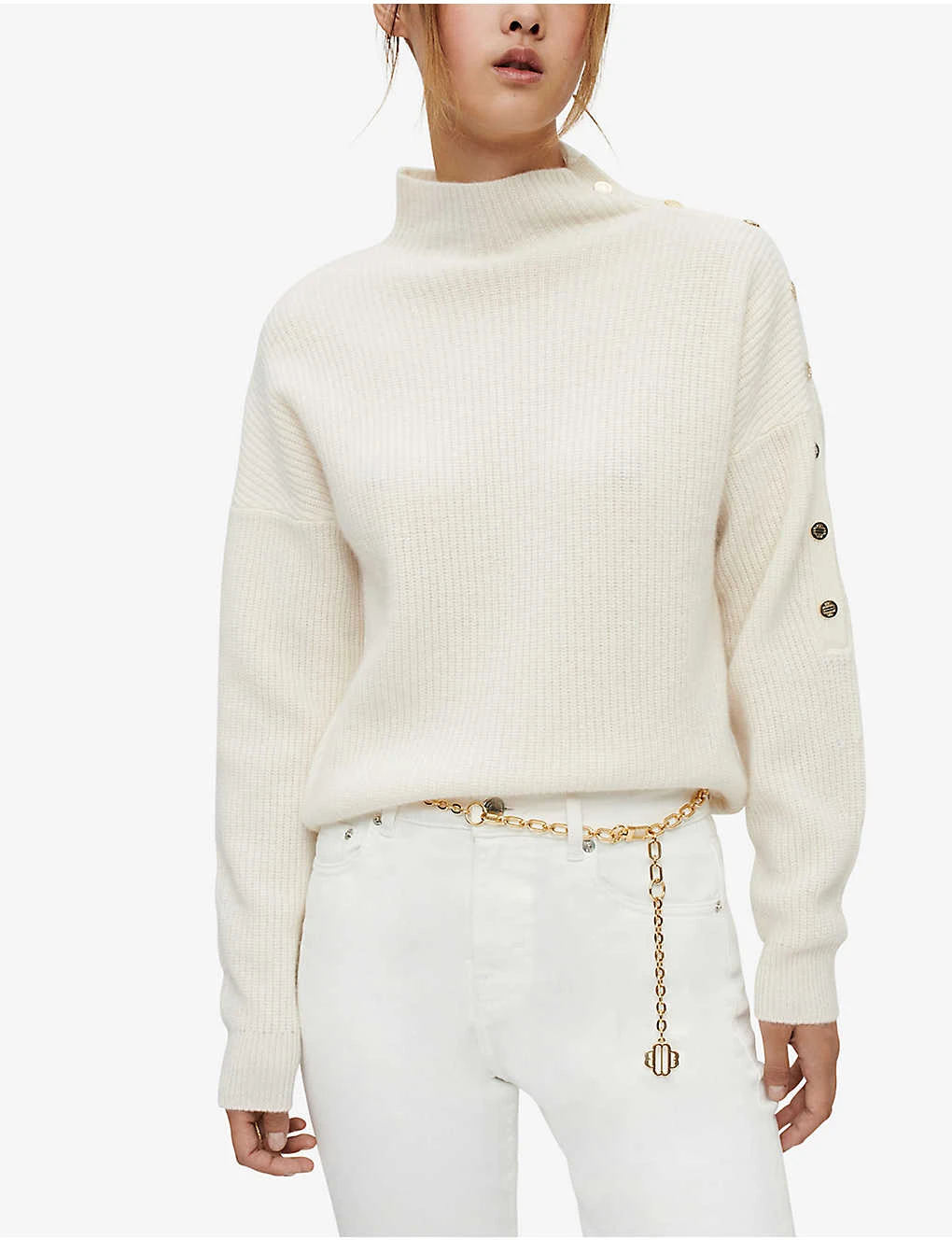 Maje Mandarine Funnel-neck Ribbed Cashmere Jumper 4 Maje Mandarine Funnel-neck Ribbed Cashmere Jumper - Image 2