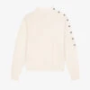 Maje Mandarine Funnel-neck Ribbed Cashmere Jumper -Sweaty Bety Clothing Shop R03958320 BLANC M