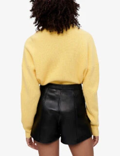 Maje Imori Mid-rise Leather Shorts -Sweaty Bety Clothing Shop R03958327 NOIRGRIS ALT03