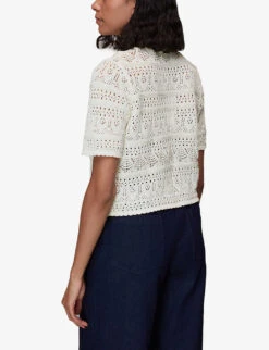 Whistles Elvie Crochet Cotton T-shirt -Sweaty Bety Clothing Shop R03959799 CREAM ALT03