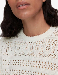 Whistles Elvie Crochet Cotton T-shirt -Sweaty Bety Clothing Shop R03959799 CREAM ALT04