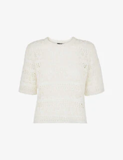 Whistles Elvie Crochet Cotton T-shirt