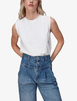 Whistles Sleeveless Relaxed-fit Cotton-jersey Top -Sweaty Bety Clothing Shop R03960615 WHITE ALT02