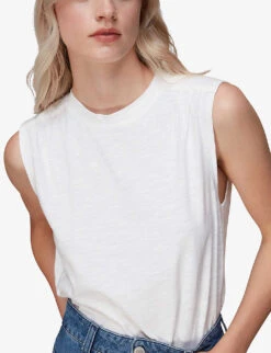 Whistles Sleeveless Relaxed-fit Cotton-jersey Top -Sweaty Bety Clothing Shop R03960615 WHITE ALT04