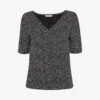 Whistles Ink Leopard-print Ruched Woven T-shirt -Sweaty Bety Clothing Shop R03963065 BLACK M