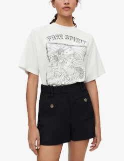 Maje Ilena Pinstripe High-rise Stretch-woven Shorts -Sweaty Bety Clothing Shop R03968990 NOIRGRIS ALT02