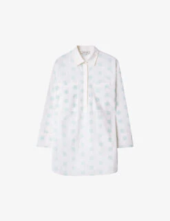 By Malina Diana Logo-print Cotton Shirt Dress