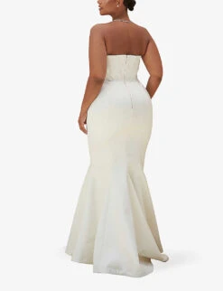Ines Flared Satin Wedding Dress 10 Ines Flared Satin Wedding Dress -Sweaty Bety Clothing Shop R03983460 IVORY ALT03