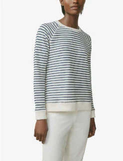 Striped Round-neck Organic Cotton-blend Sweatshirt -Sweaty Bety Clothing Shop R03985260 STRIPE ALT02