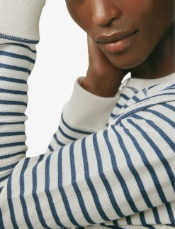 Striped Round-neck Organic Cotton-blend Sweatshirt -Sweaty Bety Clothing Shop R03985260 STRIPE ALT04