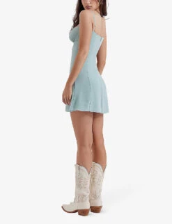 Christiana Sweetheart-neckline Woven Mini Dress -Sweaty Bety Clothing Shop R03985408 LIGHTJADE ALT03