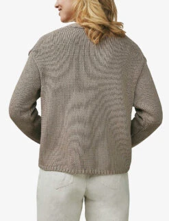 Buttoned V-neck Cotton-knit Cardigan -Sweaty Bety Clothing Shop R03989149 PUTTY ALT03