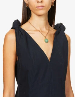 Bottega Veneta Sleeveless A-line Cotton Midi Dress -Sweaty Bety Clothing Shop R03990549 ABYSS ALT04