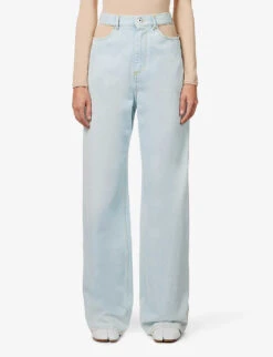 Maison Margiela Decortique Cut-out Straight-leg High-rise Jeans -Sweaty Bety Clothing Shop R03991060 BLUE ALT02