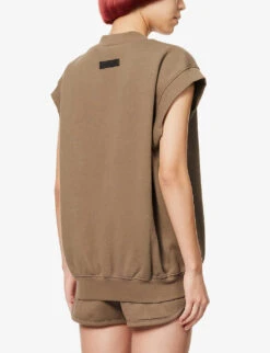 Logo-embossed V-neck Cotton-blend Sweatshirt -Sweaty Bety Clothing Shop R03991643 WOOD ALT03