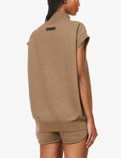 ESSENTIALS High-neck Brand-badge Cotton-blend Top -Sweaty Bety Clothing Shop R03991646 WOOD ALT03