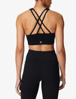 Sweaty Betty Mindful Seamless High-neck Stretch-woven Sports Bra -Sweaty Bety Clothing Shop R03995039 BLACK ALT03