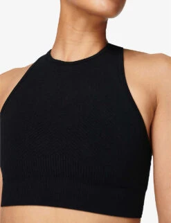 Sweaty Betty Mindful Seamless High-neck Stretch-woven Sports Bra -Sweaty Bety Clothing Shop R03995039 BLACK ALT04