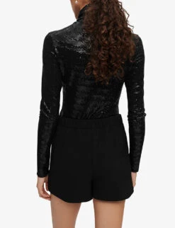 Maje Imaboo High-rise Logo-buttons Stretch-woven Skort -Sweaty Bety Clothing Shop R03999940 NOIRGRIS ALT03