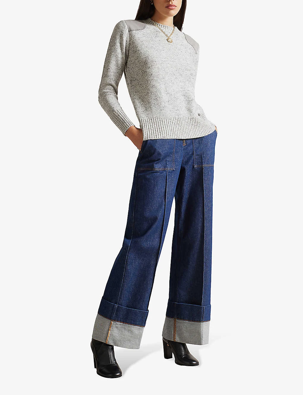 Ted Baker Colbiey Contrast-shoulders Knitted Jumper 4 Ted Baker Colbiey Contrast-shoulders Knitted Jumper - Image 2