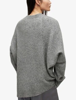 AllSaints Lock Crew-neck Relaxed-fit Stretch-wool Jumper -Sweaty Bety Clothing Shop R04002970 GREYMARL ALT03