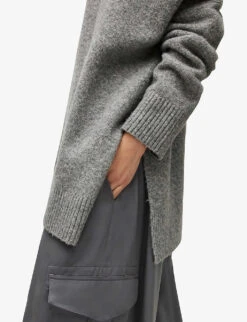 AllSaints Lock Crew-neck Relaxed-fit Stretch-wool Jumper -Sweaty Bety Clothing Shop R04002970 GREYMARL ALT04