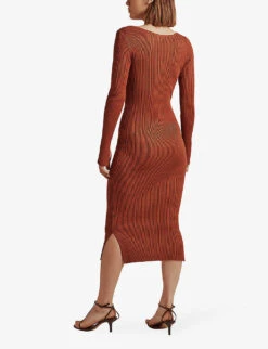 By Malina Tulip Ribbed Knitted Midi Dress -Sweaty Bety Clothing Shop R04005513 MOCHA ALT02