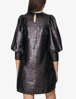 By Malina Rubina Metallic Woven Mini Dress -Sweaty Bety Clothing Shop R04005522 MATTEBLACK ALT02