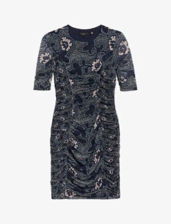 Ted Baker Velvit Floral-print Stretch-woven Bodycon Mini Dress