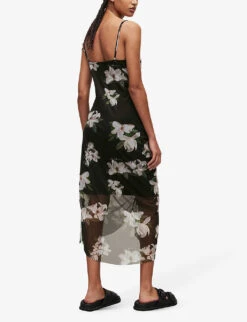 AllSaints Floral-print Strapless Stretch-woven Midi Dress -Sweaty Bety Clothing Shop R04009240 BLACK ALT03