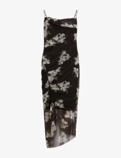 AllSaints Floral-print Strapless Stretch-woven Midi Dress